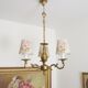 Lustre vintage avec trois abat-jours fait main en tissu