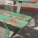 Former school bench patina green red