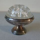 Pique flowers 12 holes glass on foot silver metal deco Art Deco style