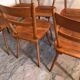 Set of 6 vintage solid wood chairs with compass legs 1960's