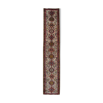 Vintage Persian Runer Rug Ivory Geometric Traditional Tribal Carpet - 80x442cm
