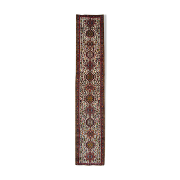 Tapis runer persan vintage ivoire géométrique 80x442cm