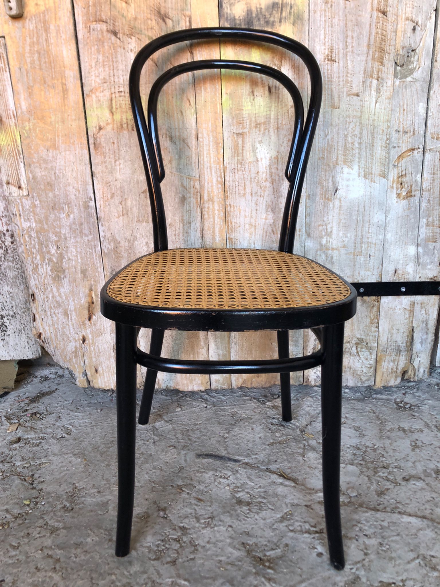 Bistrot wood & seat canned chair 70s vintage