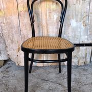 Bistrot wood & seat canned chair 70s vintage
