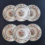 Set of 6 Copeland Spode English porcelain soup plates "Rose de