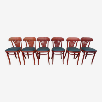 6 professional bar bistro chairs with green imitation seats in their patinas