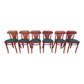 6 professional bar bistro chairs with green imitation seats in their patinas