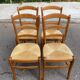 Lot de 4 chaises campagnard bois massif paillées 1980