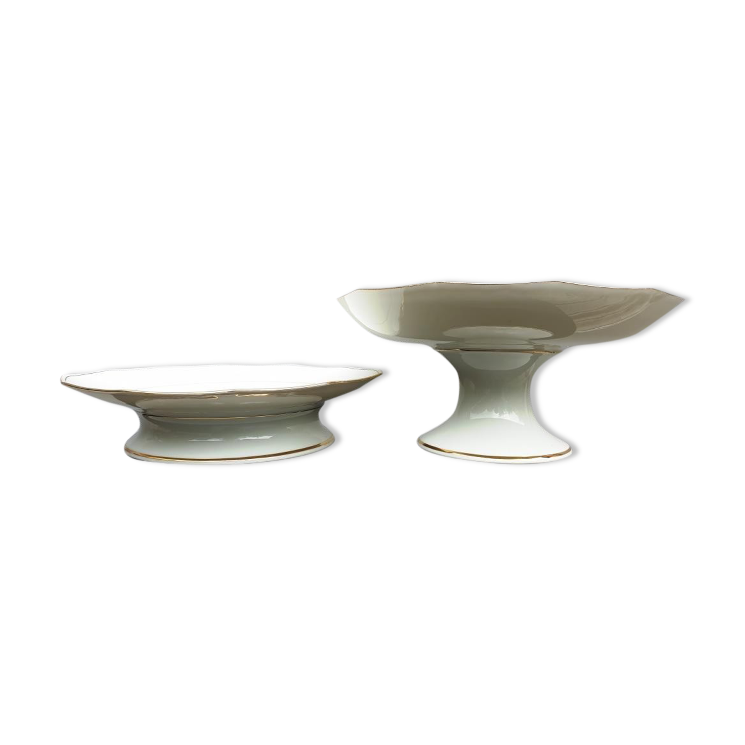 Pair two-course cake dishes Louroux Foecy vintage