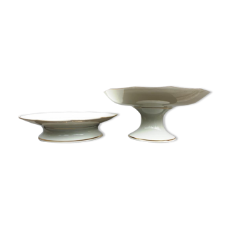 Pair two-course cake dishes Louroux Foecy vintage