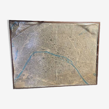 Gigantesque Plan de Paris à vol d'oiseau encadré George Pelletier - Blondel la Rougery 1959