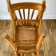 Pair of bistro chairs in light curved wood and green seat 1950s