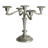 large five-branch silver-plated metal candlestick