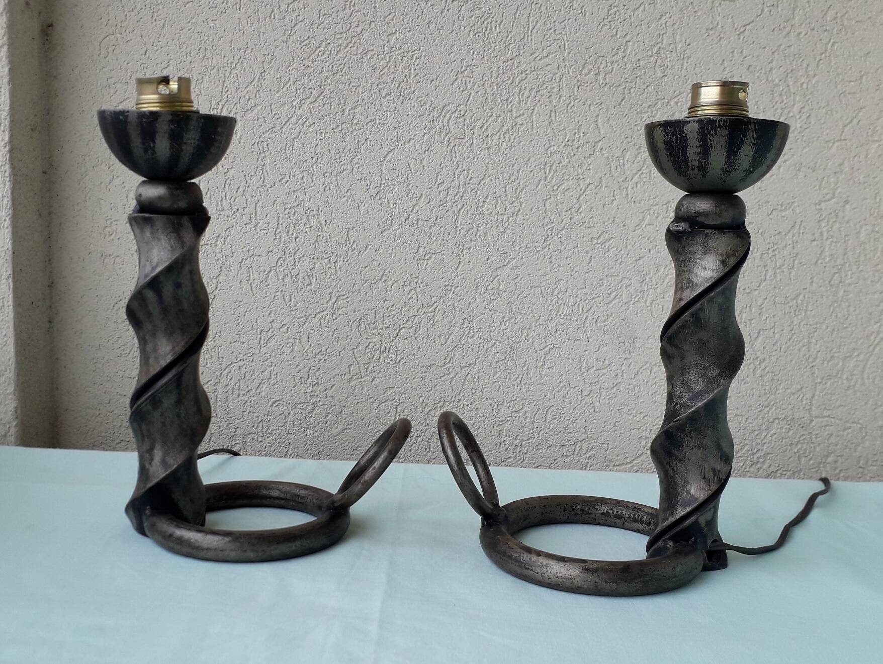 Pair of wrought iron lamp bases