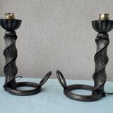 Pair of wrought iron lamp bases