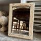 Beige wooden rectangular mirror 42 x 31 cm