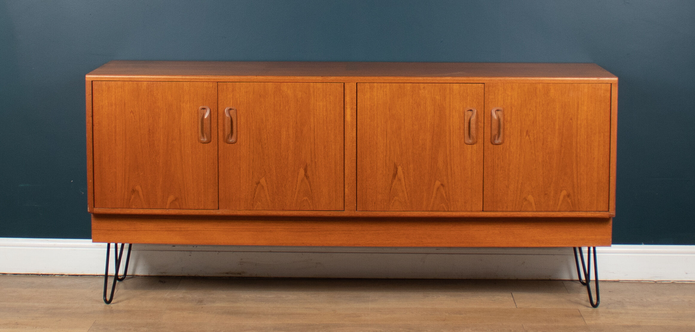 Long Restored Teak Retro 1960s G Plan Fresco Sideboard On Hairpin Legs