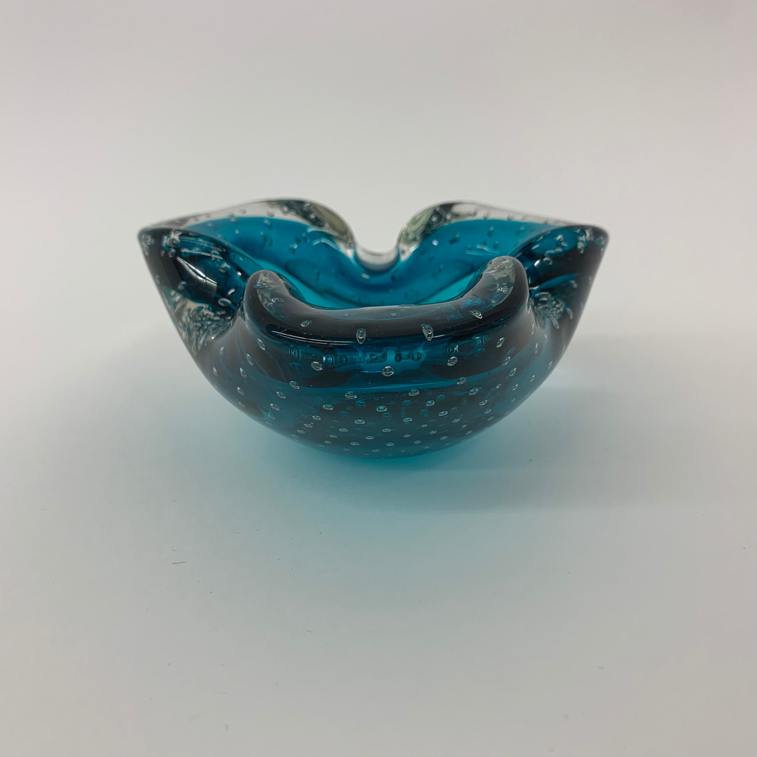 Mid century design set of 4 blue murano glass bowls , 1970's