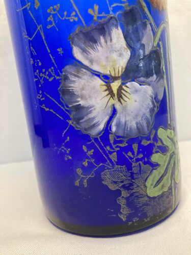 Vase rouleau en verre émaillé vers 1900 Legras, Art Nouveau