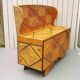 Chest bench, rattan marquetry, vintage 60's