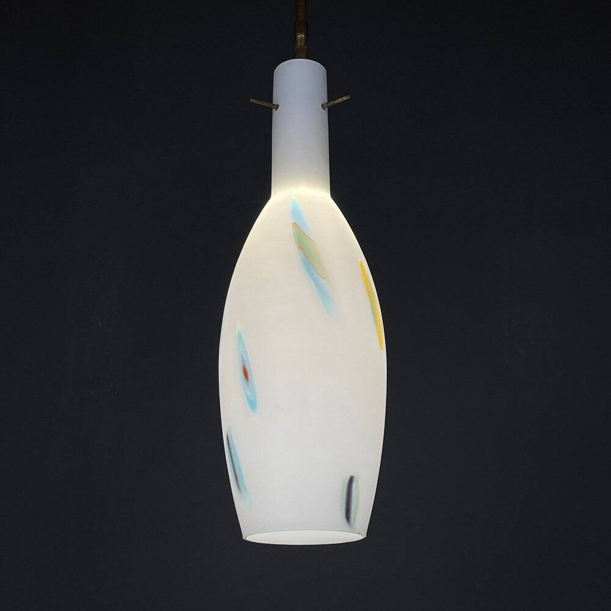 Mid-century multicoloured opaline Murano glass pendant lamp by Stilnovo, Italy, 1950s.