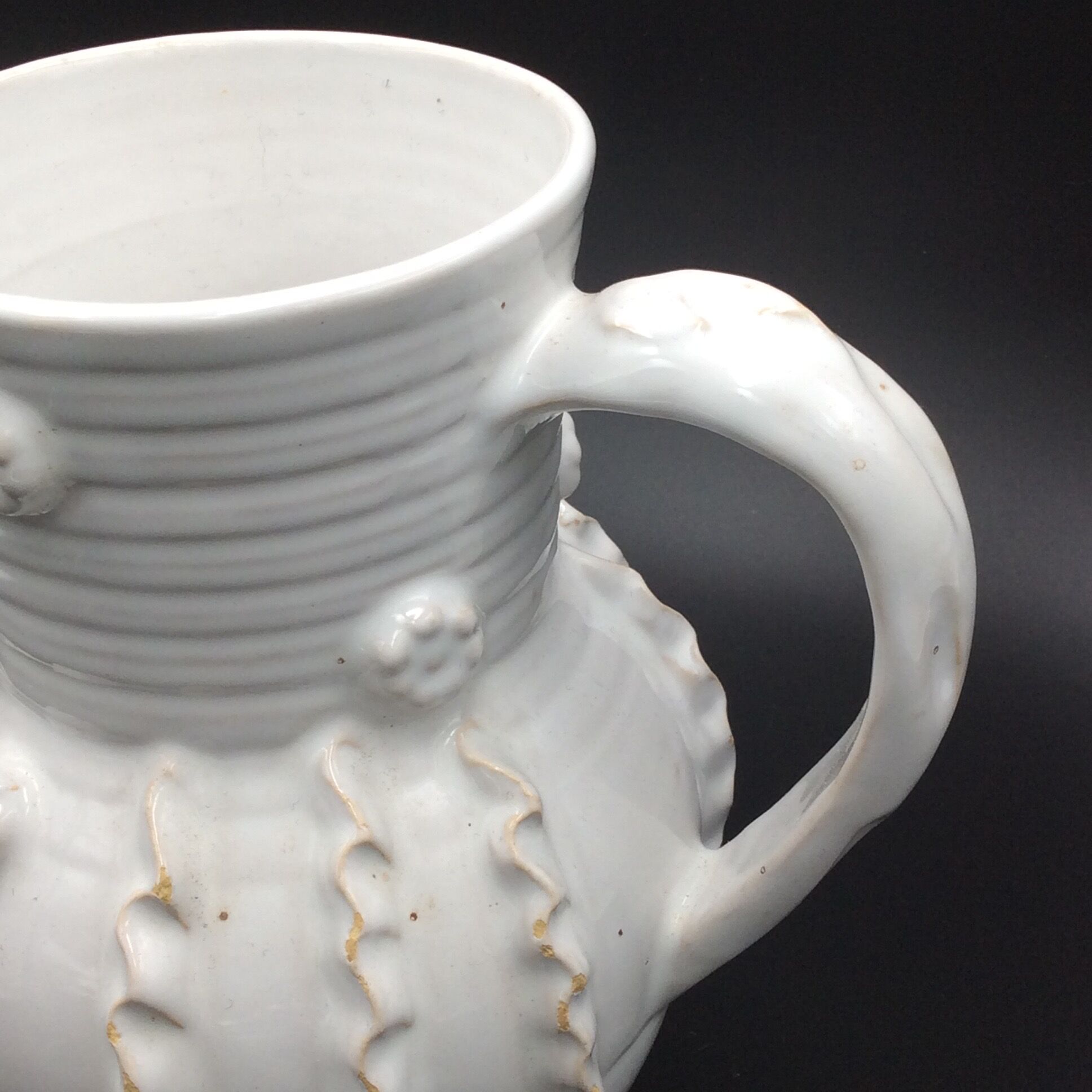 White enamelled ceramic pitcher emile tessier malicorne