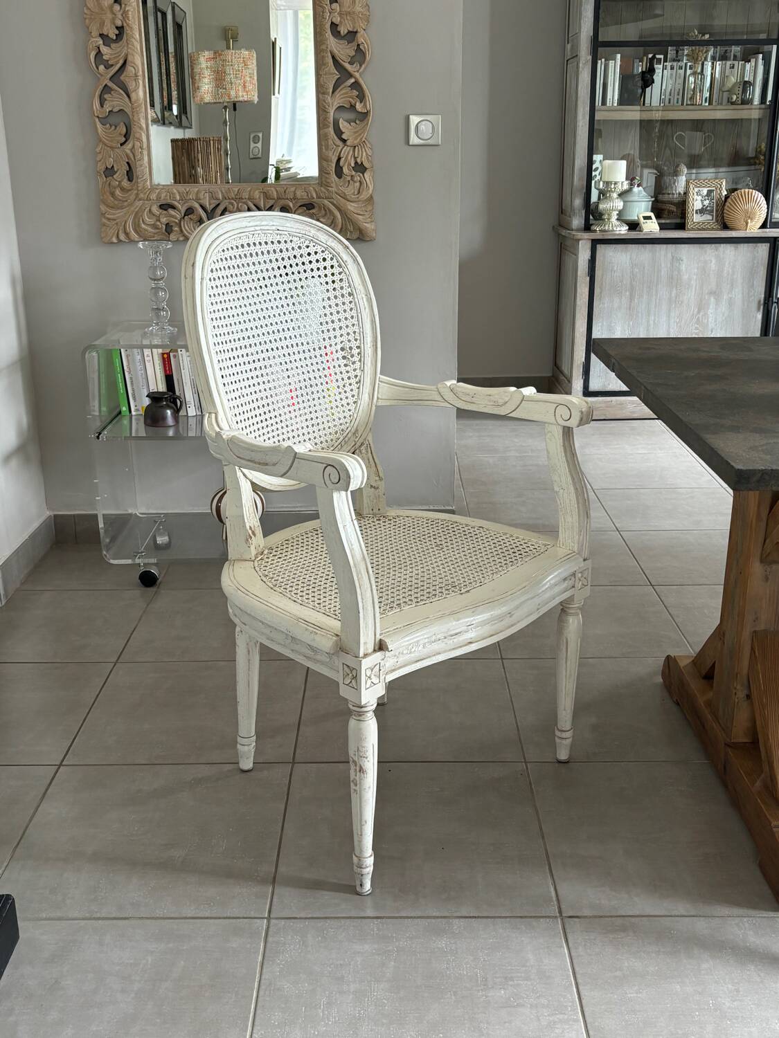 Caned medallion armchair