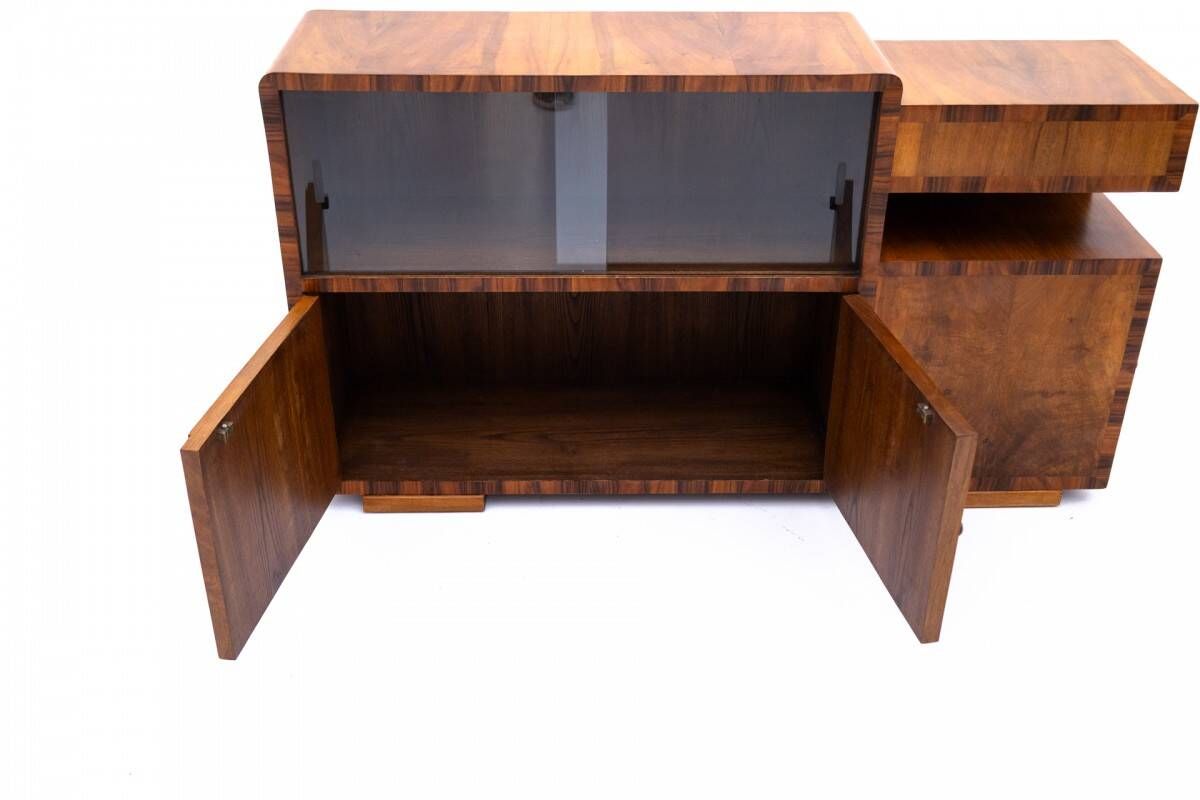 Art Deco-style sideboard, perfect as a TV stand, Poland, 1950s. Restored.