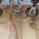 Pair of vintage bronze crystal chandeliers