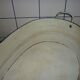 Oval basin 60 cm in white enamelled sheet metal, dark blue border