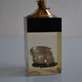1970 Table lighter with pearl oyster in resin inclusion