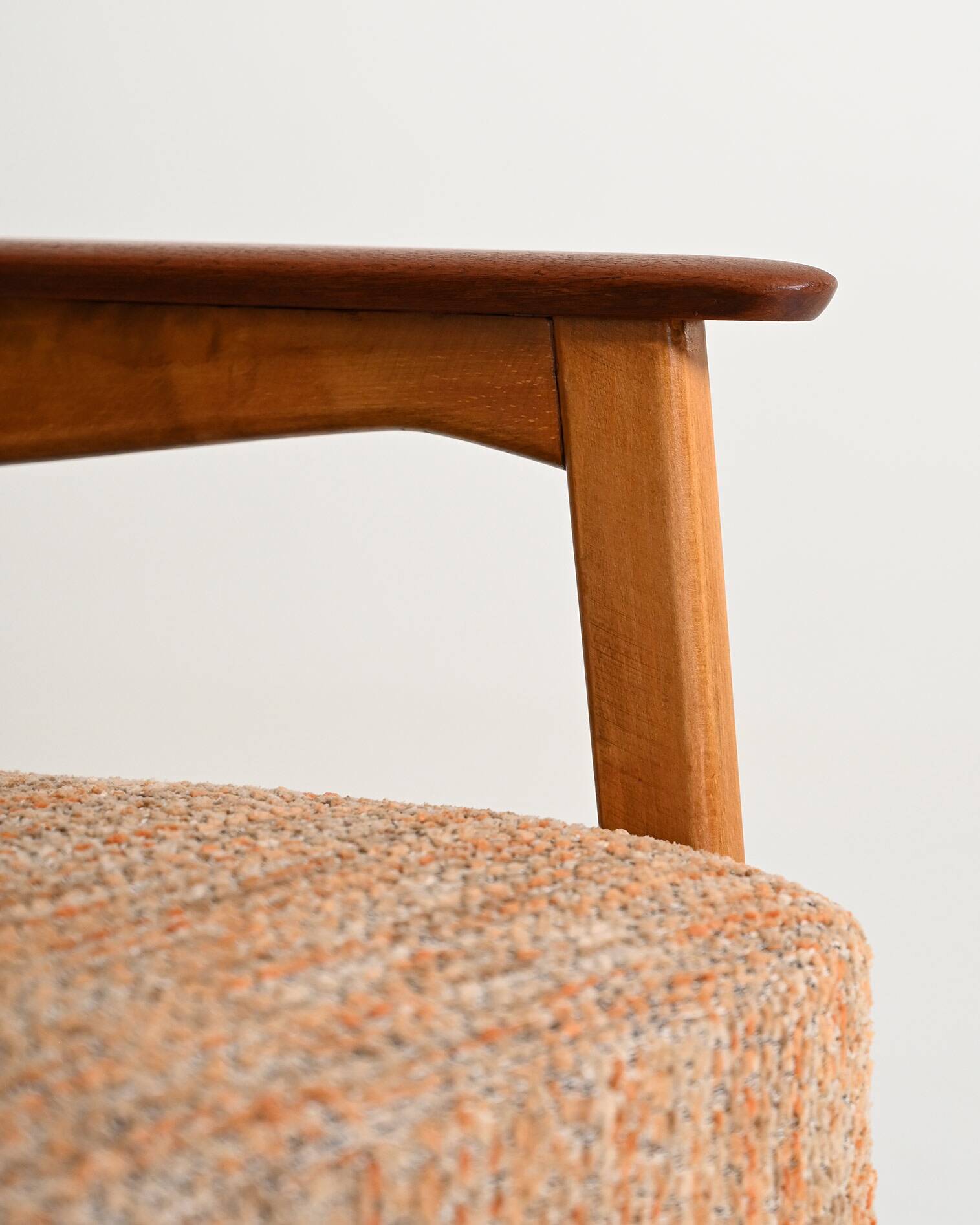 Fauteuil en hêtre scandinave et teck, années 1960