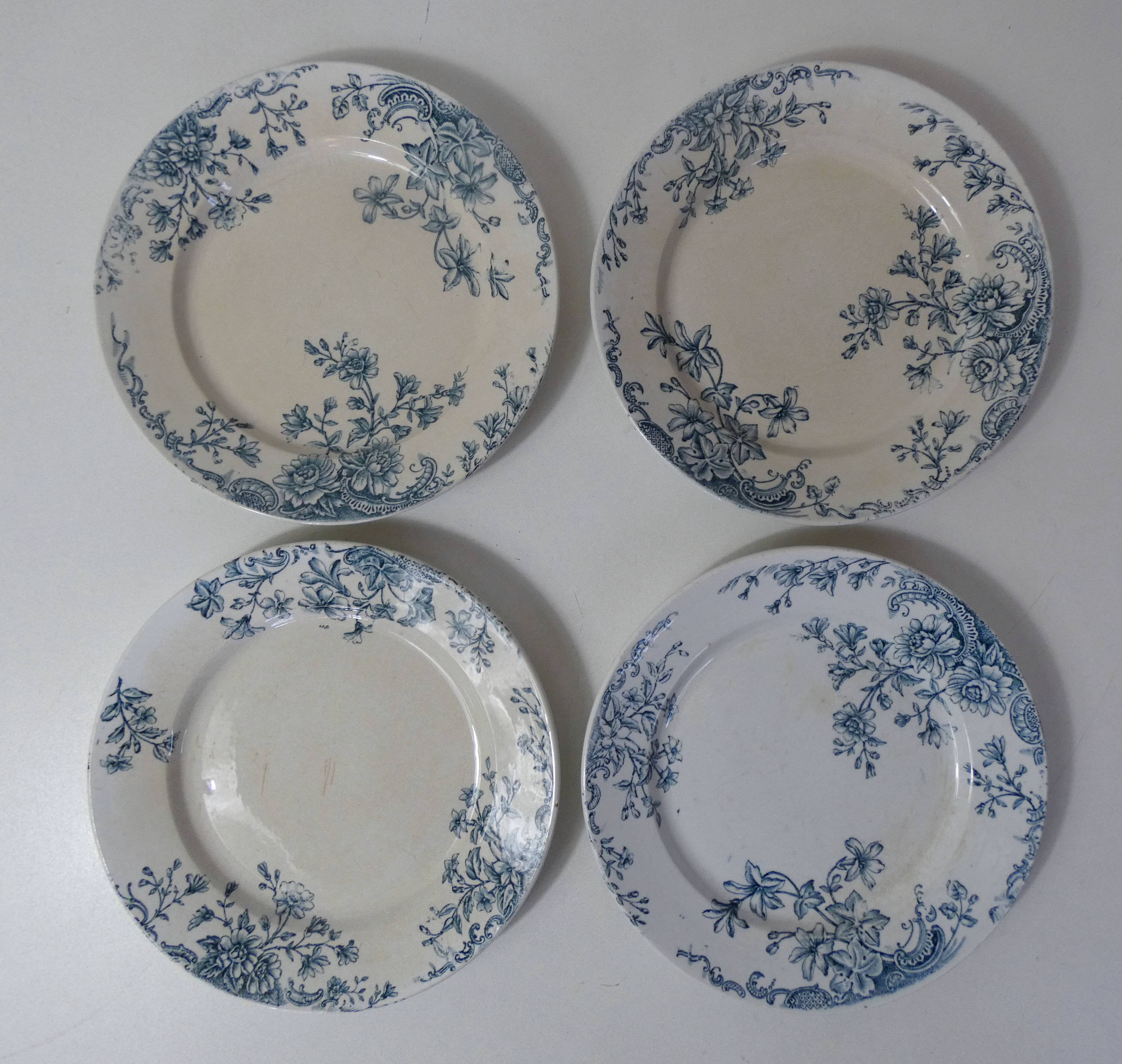 Terre de fer 4 assiettes plates fleurs althaea