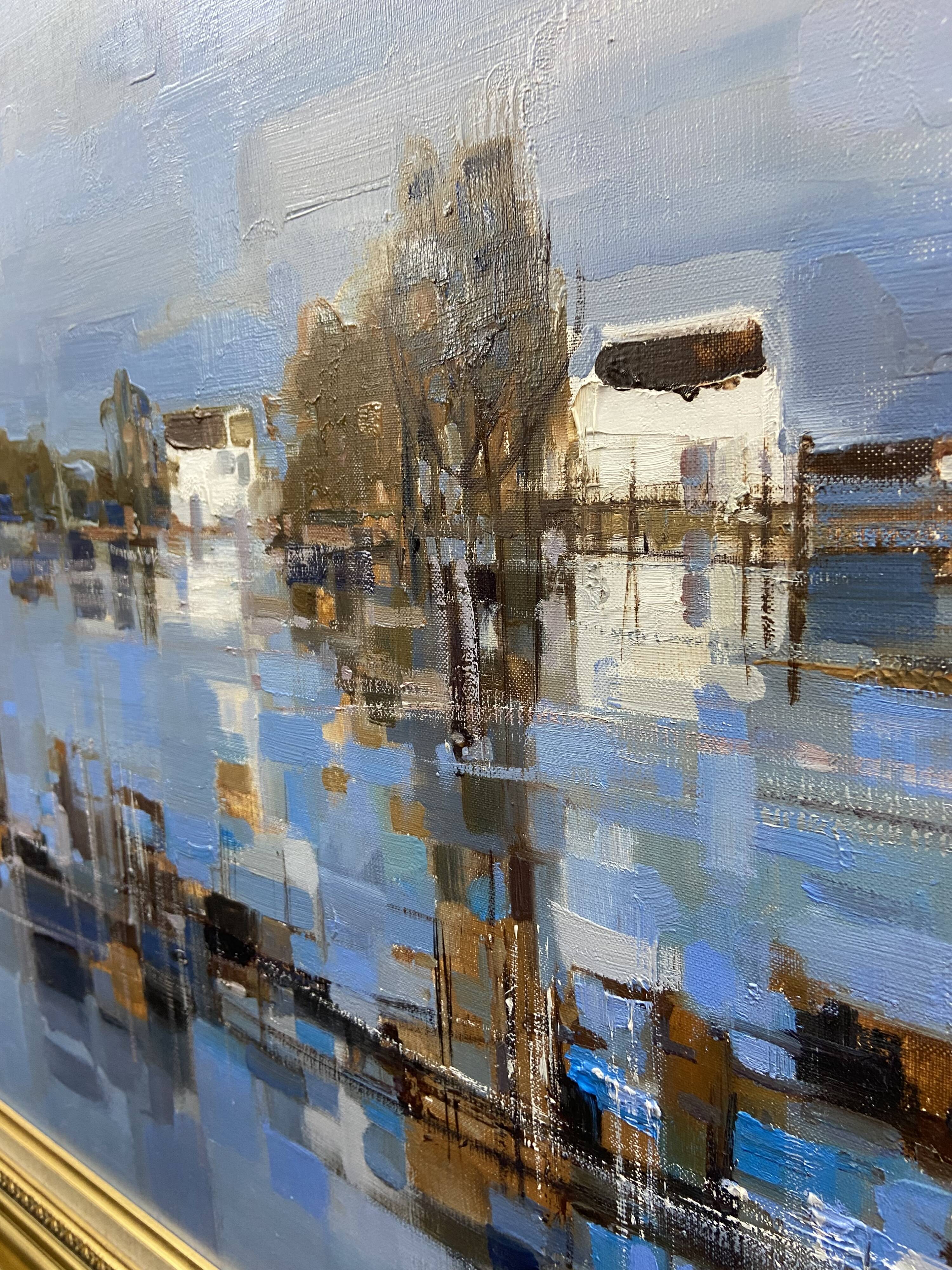 Large oil painting on canvas Camargue landscape Roger QUINTAINE 1921-2005