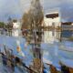 Grand tableau huile sur toile paysage Camargue Roger QUINTAINE 1921-2005