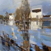Large oil painting on canvas Camargue landscape Roger QUINTAINE 1921-2005