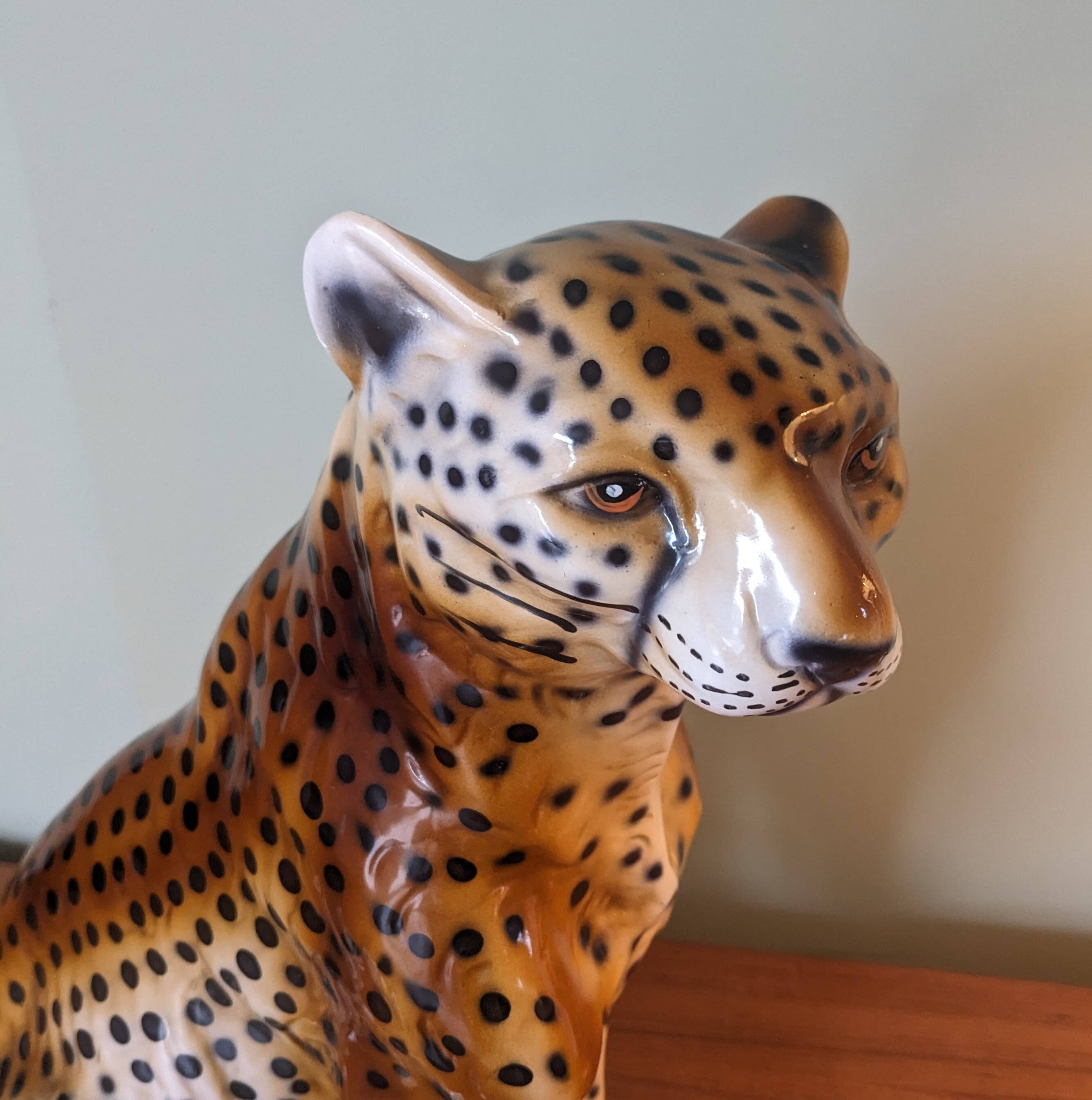 Cheetah sculpture in ceramic