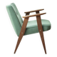 Vintage rustic oak armchair in green wool, 1960s