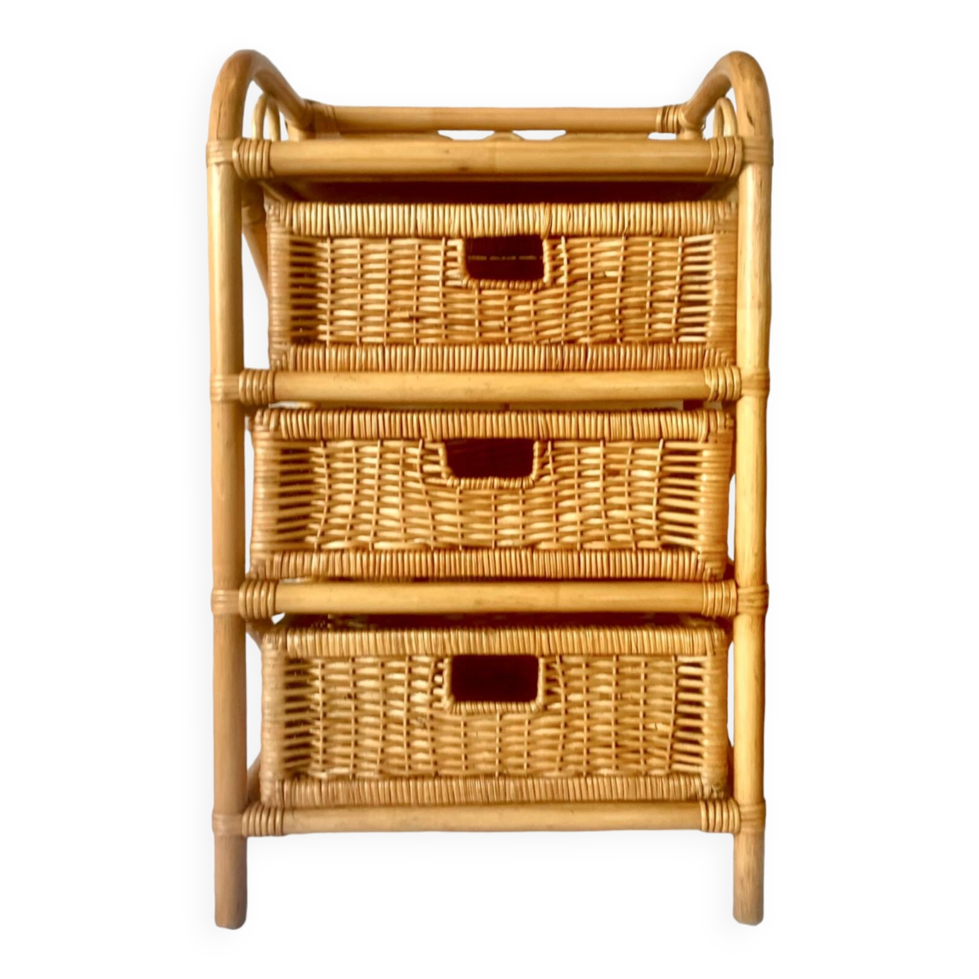 Vintage rattan and bamboo chest of drawers