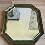 Gold and green wood frame mirror