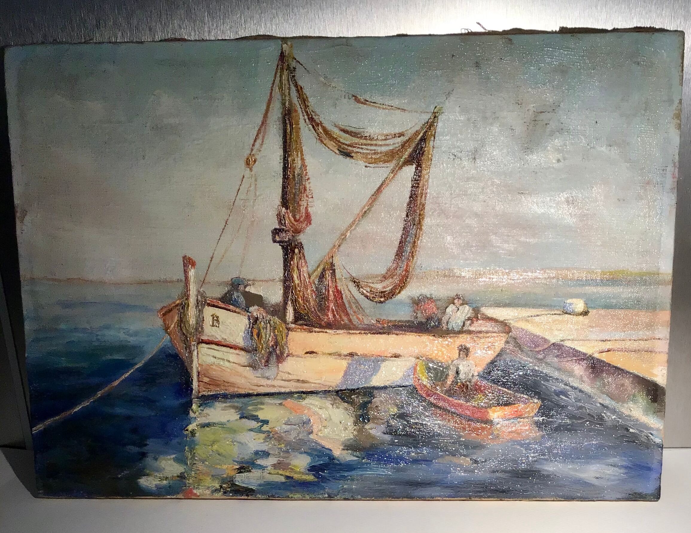 Ancient painting, marine oil on canvas 60s/70s