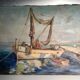 Ancient painting, marine oil on canvas 60s/70s