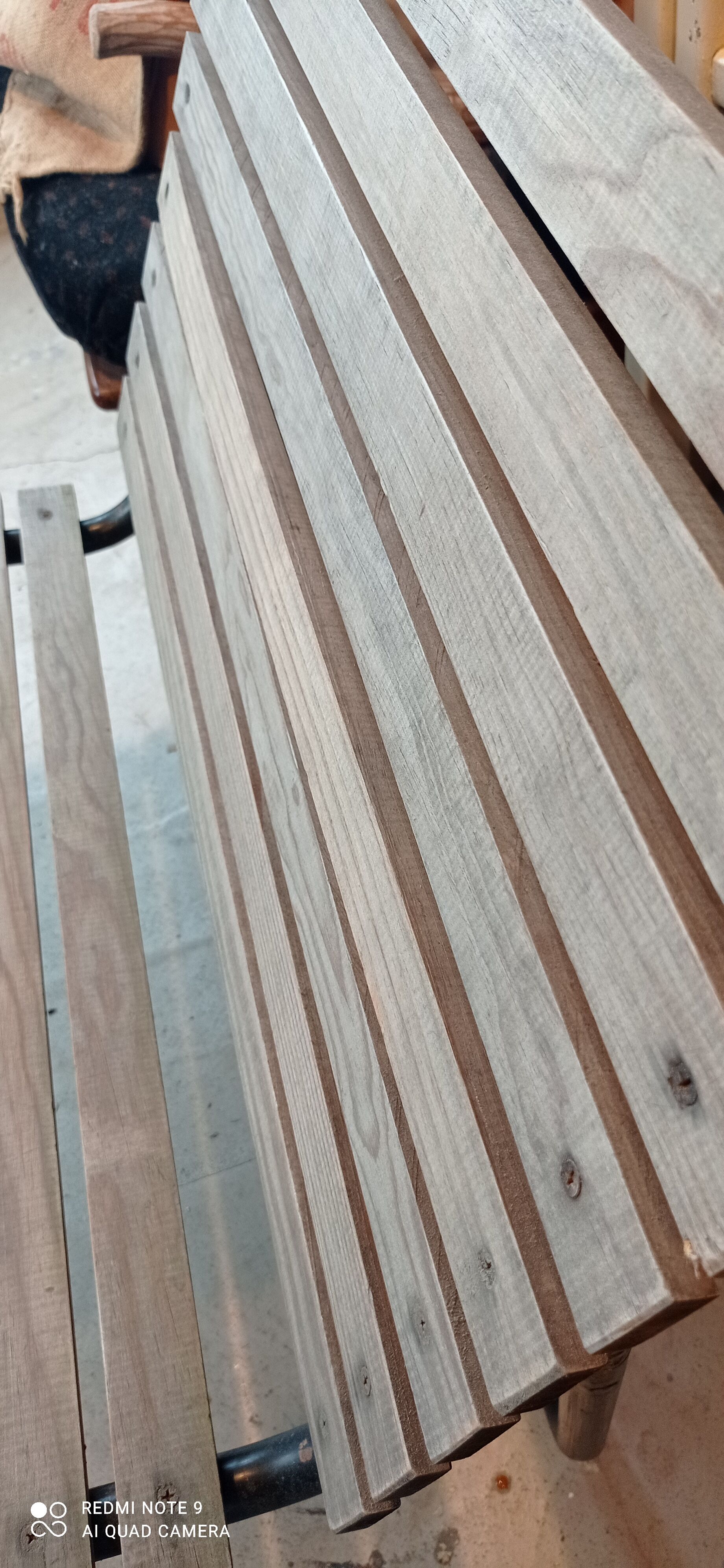 Metal and wood bench