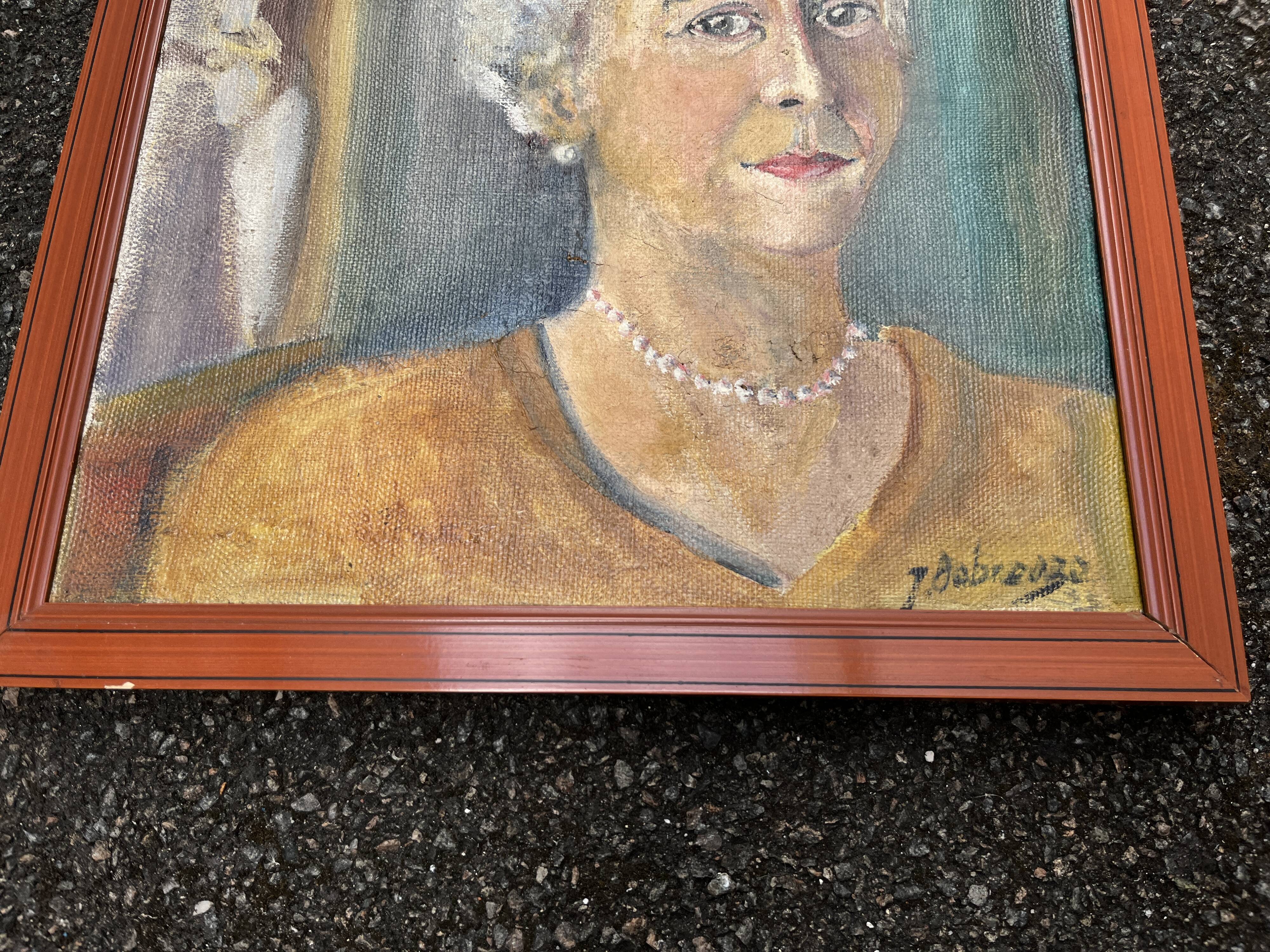 Painting Portrait of a woman – Oil signed Jean Dabreuze