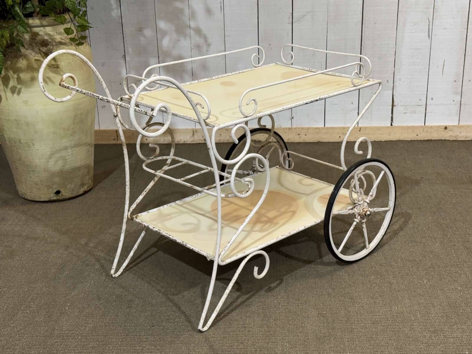 1980s metal wheeled dessert trolley