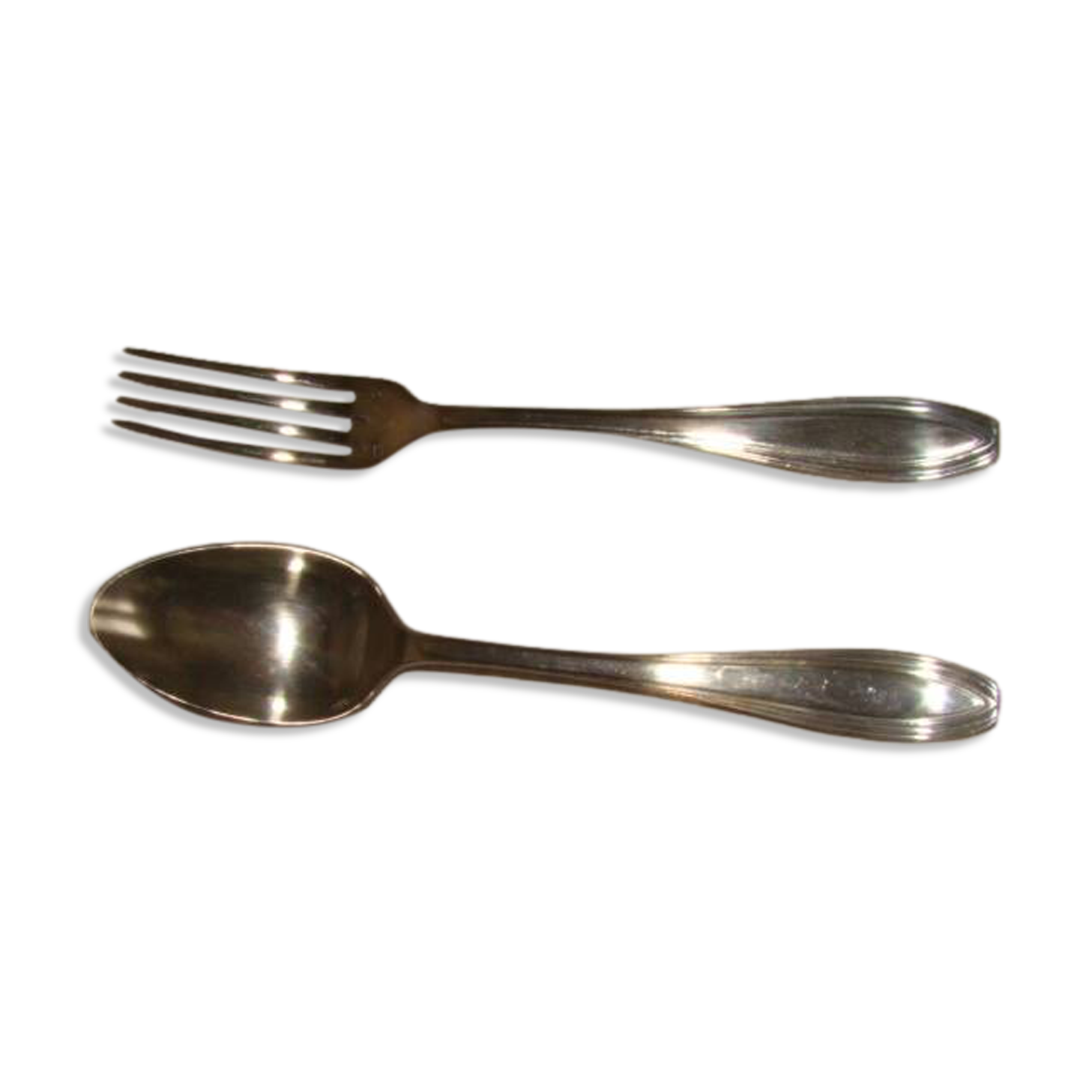 Couverts d'enfant en métal argenté avec écrin