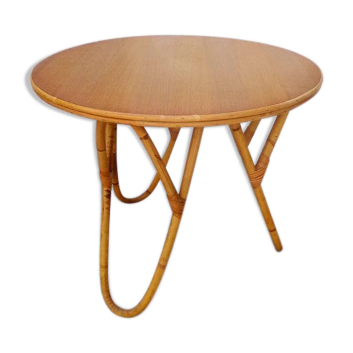 60s rattan coffee table