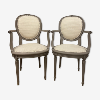 During 2 Louis XVI style armchairs