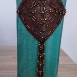 Vase en céramique craquelée verte