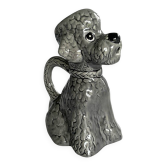 Vintage grey poodle-shaped pitcher – Zoomorphic ceramic carafe